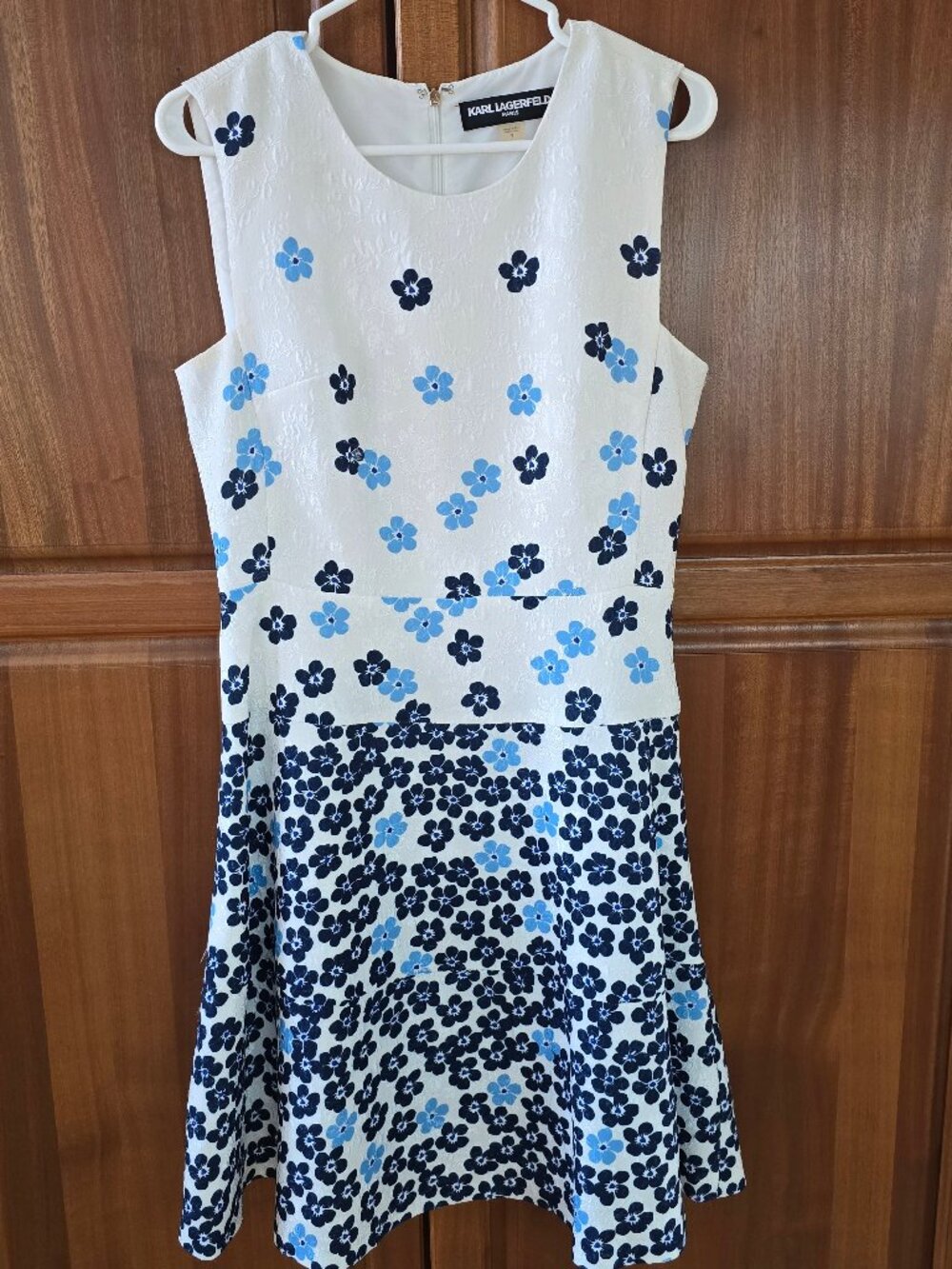 KARL LAGERFELD spring midi dress blue flowers on white